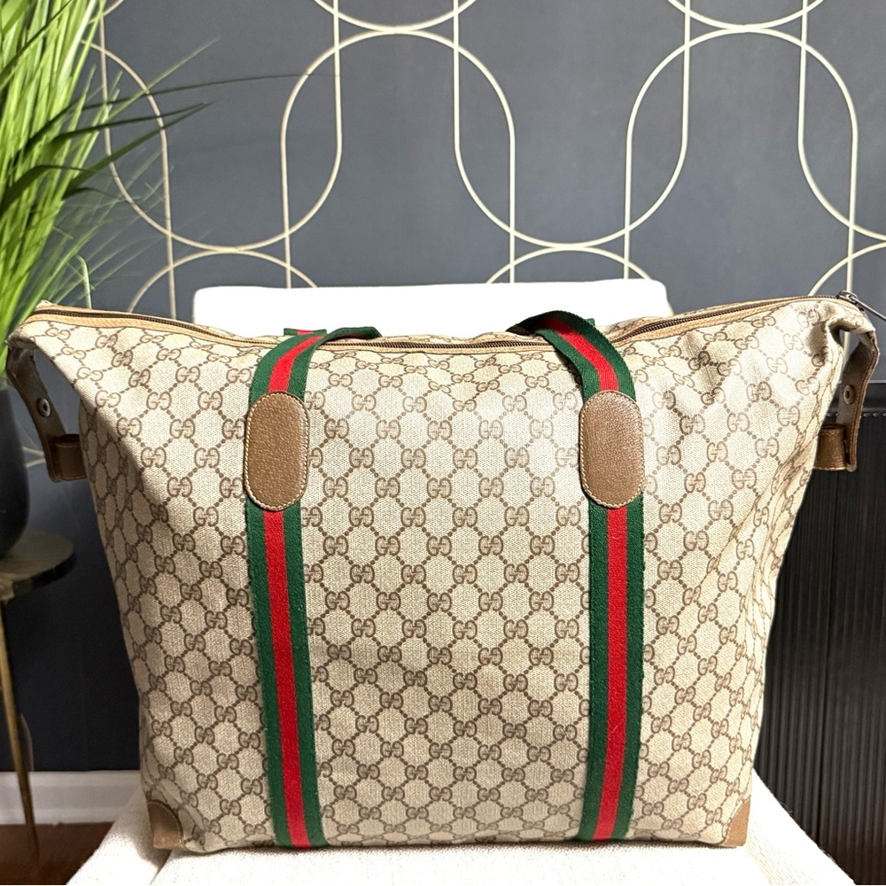 Gucci authentic XL tote bag weekender travel bag brown monogram coated canvas - Picture 3 of 16
